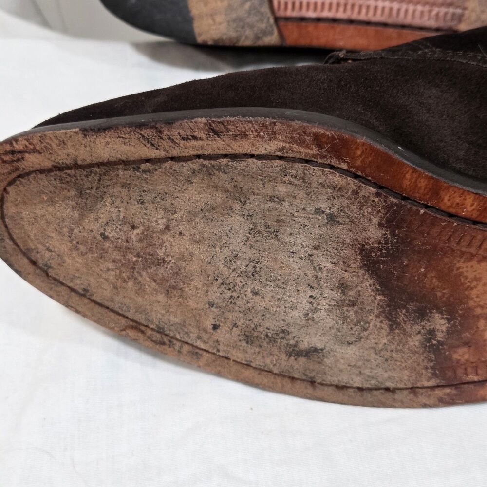 Cole Haan Made in USA Sz 9.5 D Dark Brown Suede Split Toe Derby Oxford Men Shoes - Picture 14 of 16